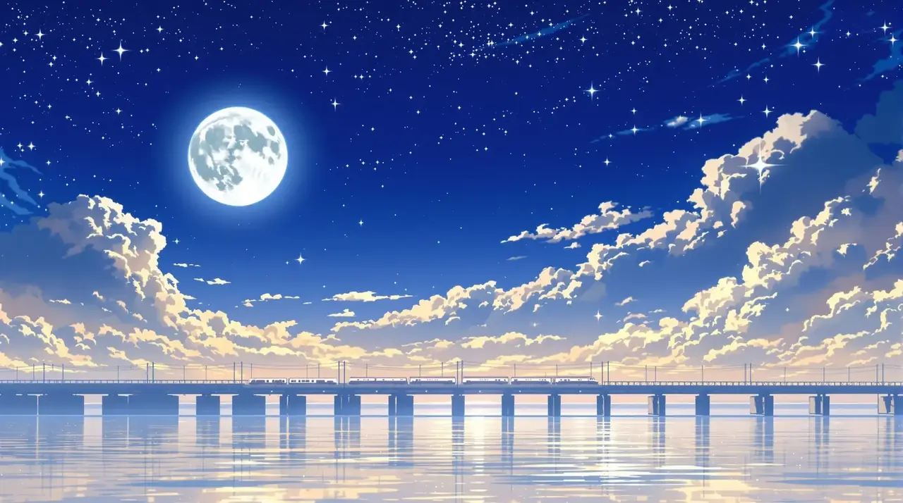 动漫h在线观看 日本动画 动漫h在线观看唯美月光夜空背景